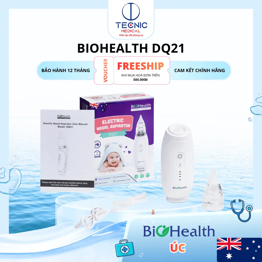 Máy Hút Mũi Trẻ Em Hút Êm Nhẹ, An Toàn Mọi Góc Độ – BioHealth DQ21